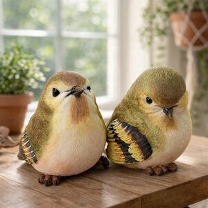 Vintage Bird Figurines Set Cottage Farmhouse Decor Small Shelf Accent